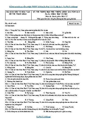 Đề thi minh họa tốt nghiệp THPT 2019 môn Địa Lí (Có đáp án)