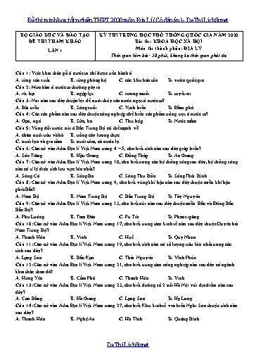 Đề thi minh họa tốt nghiệp THPT 2020 môn Địa Lí (Có đáp án)