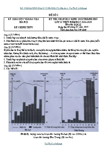 Bộ 3 Đề thi HSG Địa lí 12 Hà Nội (Có đáp án)
